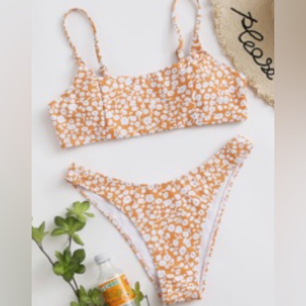 orange floraly size small swimsuit